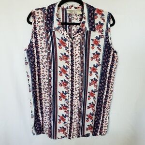 HUNTINGTON Ridge Floral sleeveless button